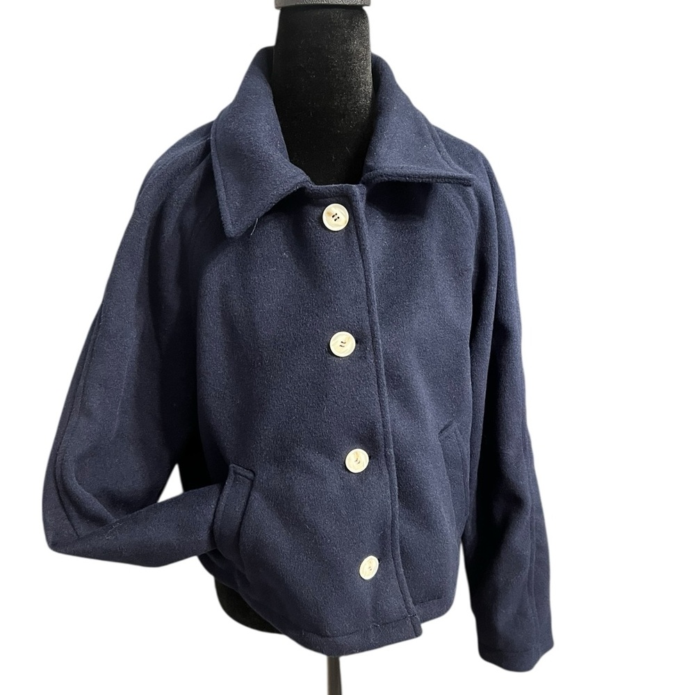 Women's Color Block Navy Pea Coat M